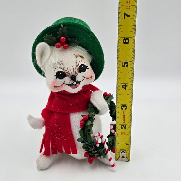 Annalee 2005 Christmas Mouse Green Hat Candy Canes Read - Picture 2 of 16